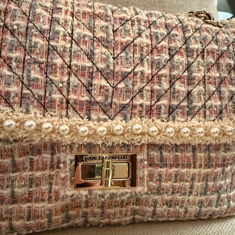 Karl Lagerfeld tweed flap shoulder bag - Picture 3 of 4